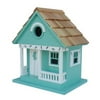 CC Home Furnishings 9.5" Fully Functional Whimsical Aqua Blue Beachfront Cottage Birdhouse