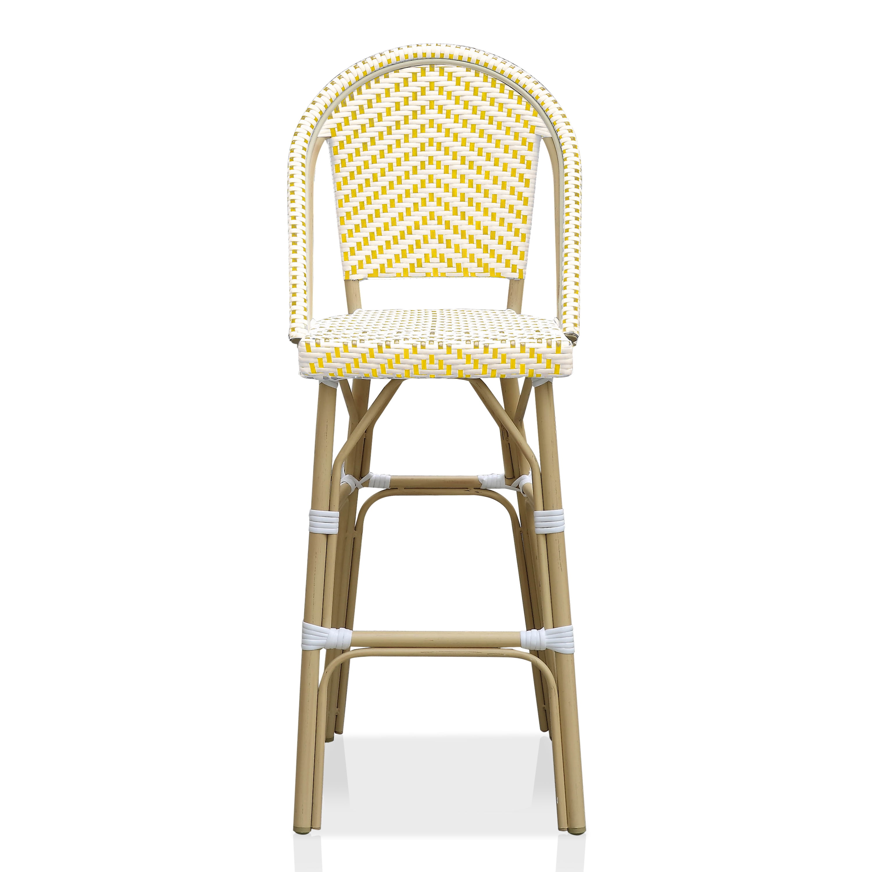 Furniture of America Cruz Outdoor Bar Stool - Yellow and Natural Tone, 2 Pack