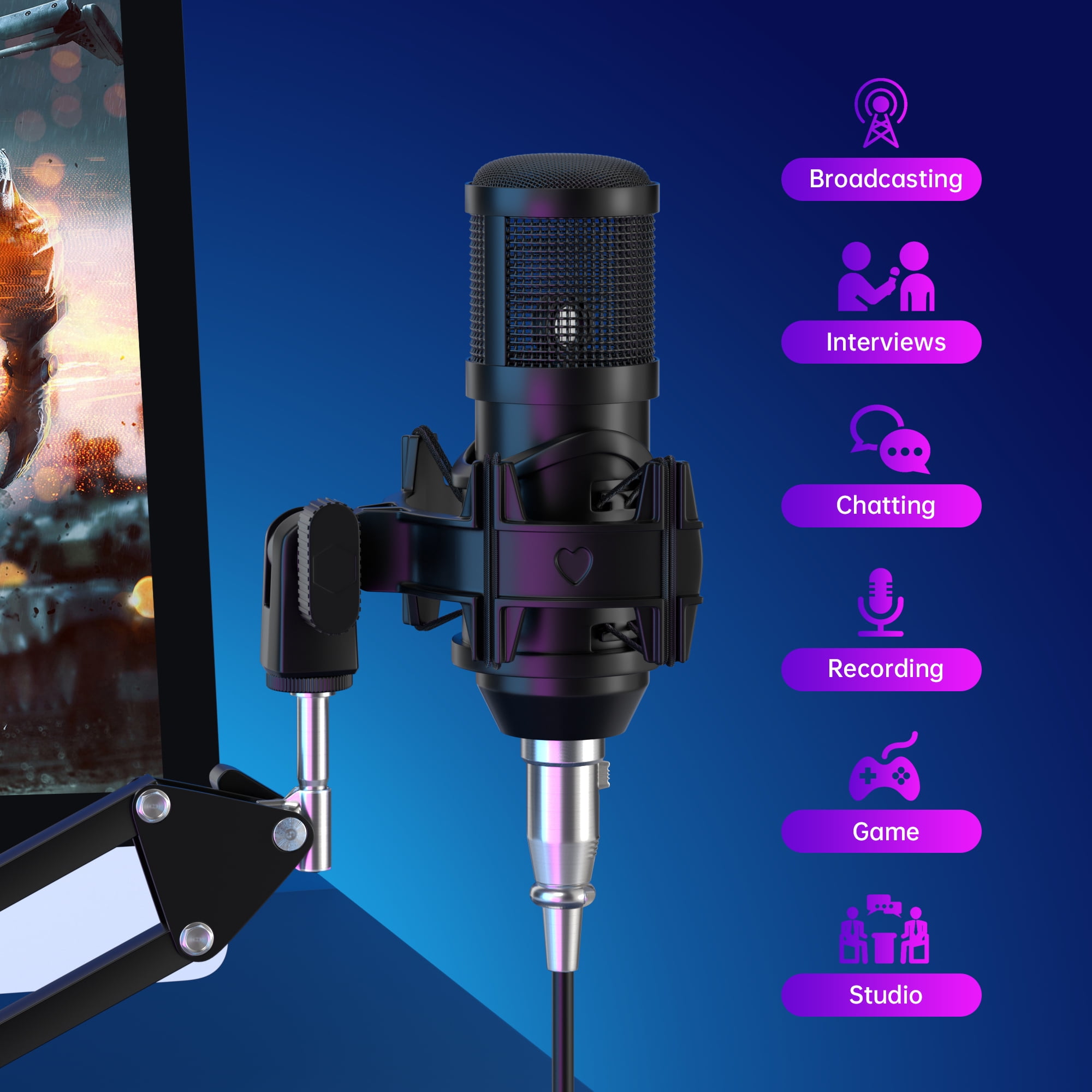 VIPQV Condenser Microphone Bundle, Podcast Microphone with Voice Changer, Podcast Equipment Bundle - Studio Equipment for Laptop Computer Vlog Living Broadcast Live Streaming YouTube TikTok
