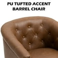 thumbnail image 6 of UIXE Brown Barrel Club Chair Modern Arm Accent Chair Comfy Faux Leather Upholstered Armchair, 6 of 6