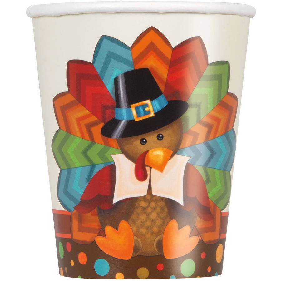 Cute Turkey Thanksgiving Paper Cups, 9 Oz, 8Ct - Walmart.com