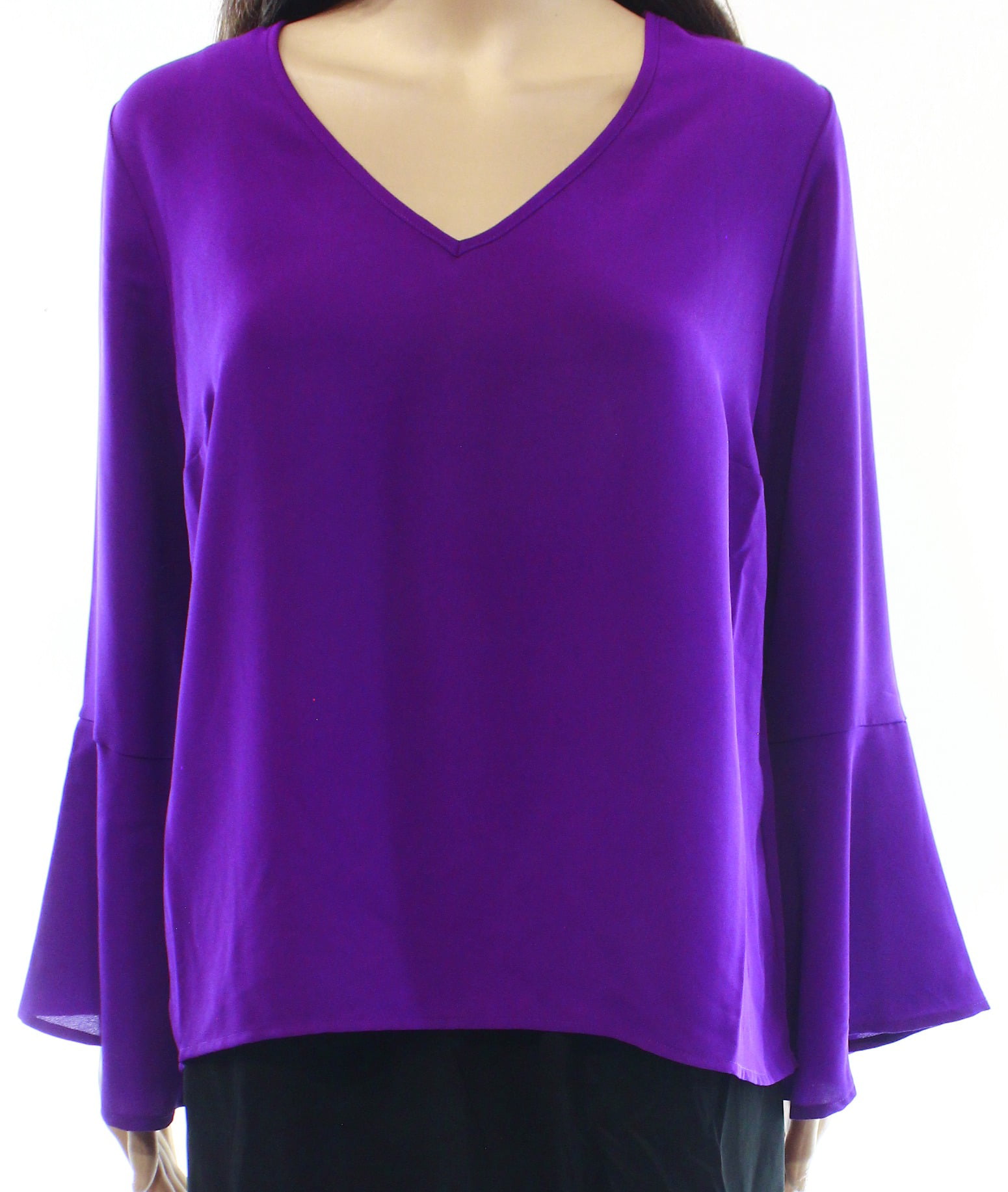 INC - INC NEW Purple Womens Size Large L V-Neck Long-Sleeve Bell-Sleeve ...