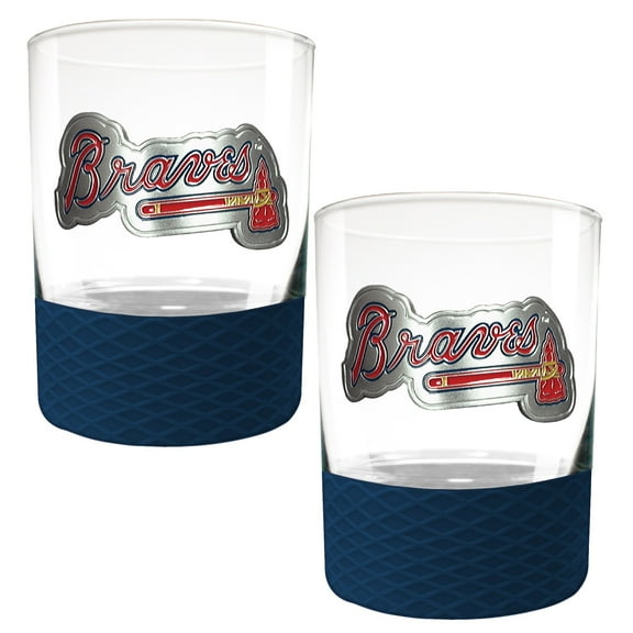 Atlanta Braves 2-Pack 14oz. Rocks Glass Set with Silcone Grip