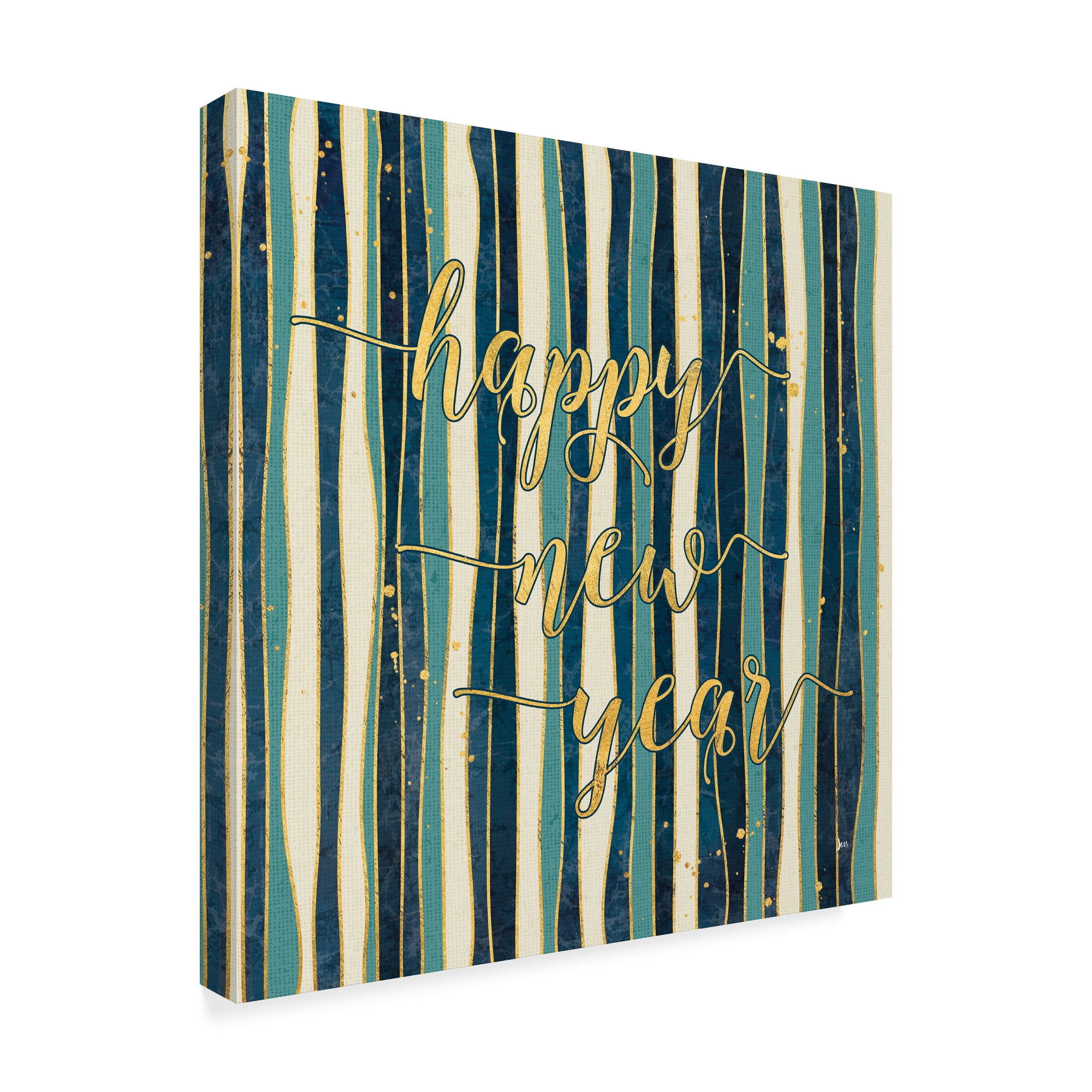 Trademark Fine Art 'Coastal Lace Happy New Year Stripes' Canvas Art by Jess Aiken