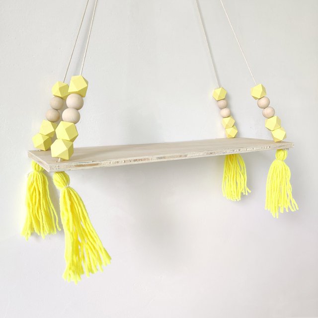 Estante de pared con borlas y cuentas octogonales de macarrón de estilo nórdico para colgar en la habitación de los niños, almacenamiento creativo para el hogar de madera contrachapada