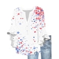 thumbnail image 3 of Feancey Women's Patriotic Blouse Dressy 3/4 Ruffle Sleeve Henley Shirts 4th of July Casual Button V Neck Tops Loose Fit Dressy Patriotic T-Shirts Multicolor XXL, 3 of 6