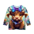 thumbnail image 3 of Jinhomg Kids Graphic Shirts Novelty Fancy Cartoon Animal Print Blouse Lightweight Comfy 3/4 Sleeve Crew Neck Tunic Tops Casual Daily Wear Multicolor 120, 3 of 4