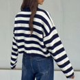 thumbnail image 4 of Aueoeo Womens Cropped Striped Pullover Sweater Crew Neck Long Sleeve Knitted Color Block Casual Sweaters, 4 of 5