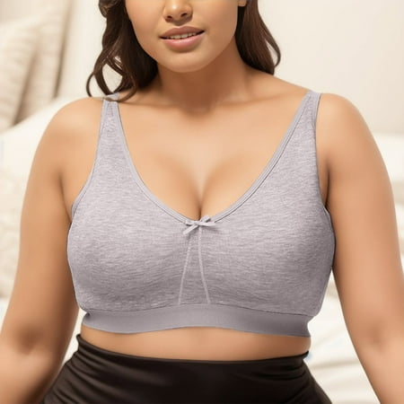 

Riforla Women s Summer New Comfortable and Traceless Large Cup Bra Without Steel Ring Grey 80