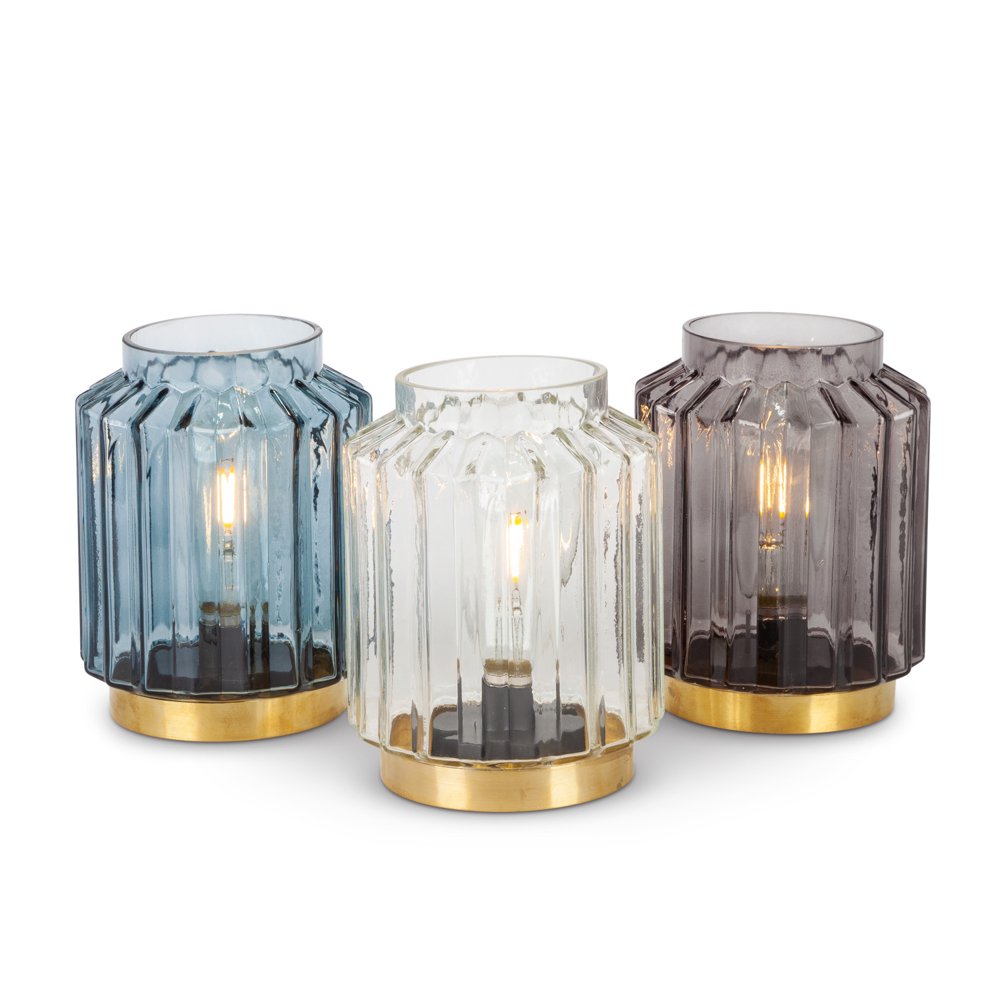 Set of 3 Vibrant Unique Round Glass Battery Operated Table Light, 7.50
