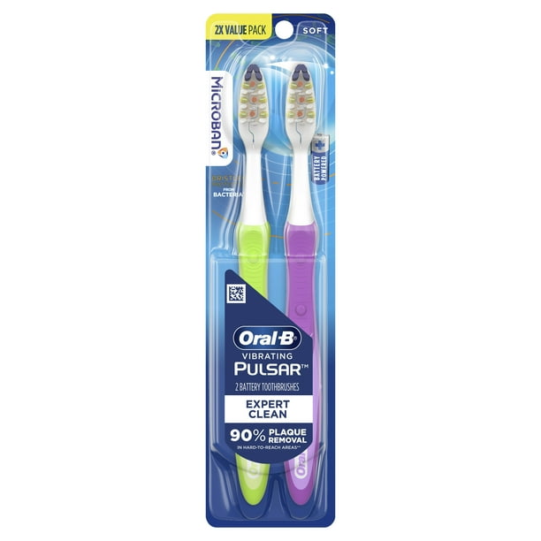 OralB Vibrating Pulsar Battery Toothbrush with Microban, Soft, 2 Count