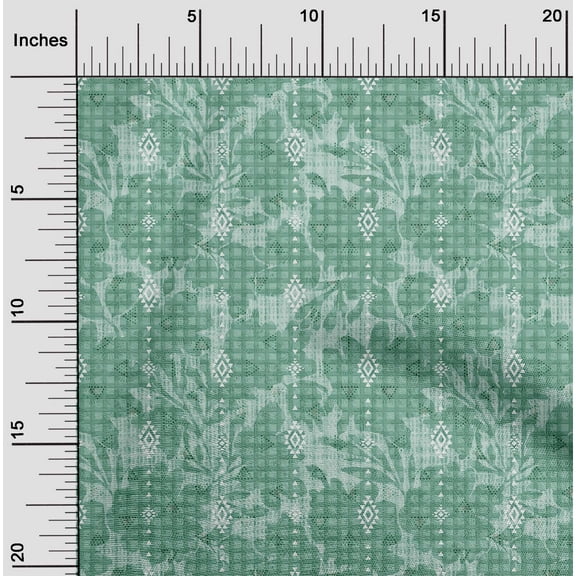 oneOone Cotton Jersey Elf Green Fabric Leaves & Floral Geometric Sewing Craft Projects Fabric Prints By Yard 58 Inch Wide