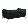 thumbnail image 3 of 69" Black Tufted Italian Leather and Chrome Love Seat, 3 of 5