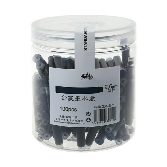100Pieces Inks Sacs Refill Replaceable Fountain Pen Refill Inks Cartridges Quick Dry for Office Black Blue OR Black Blue