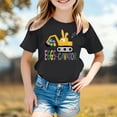 thumbnail image 2 of VNKIDY Boys Girls Easter T-Shirts Unisex Kids cartoon Excavator Prints Tees Short Sleeve Crewneck Top For Casual Daily Holiday Wear Trendy Top Black 12-13 Years, 2 of 4