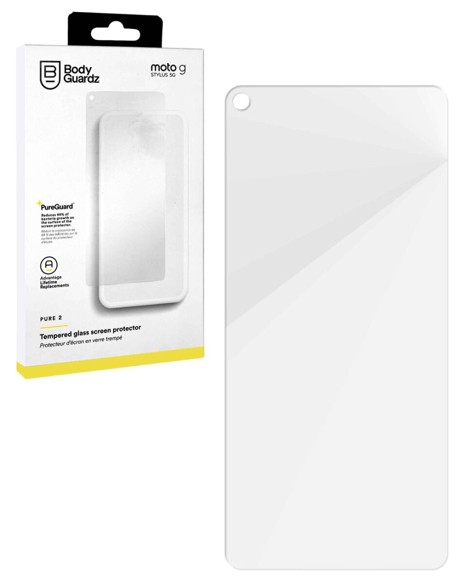 BodyGuardz Pure 2 Antimicrobial Tempered Glass Screen Protector moto