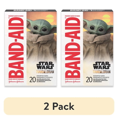 (2 pack) Band-Aid Brand Bandages for Kids, Star Wars The Mandalorian, 20 Count