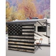 thumbnail image 5 of 4th of July RV Awning Sun Shade Screen 9'X7' Vintage American Flag Mesh Sunscreen Old Retro Wood Grain Awning Shade Screen with Zipper UV Blocker Completed Kits for RV Motorhome Camper, 5 of 7