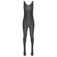 thumbnail image 4 of TiaoBug Womens Oil Sleeveless Bodycon Jumpsuit Sheer Full Body Sport Bodysuit Bodystocking Tight Swimsuit Black M, 4 of 7