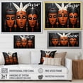 thumbnail image 4 of Designart "African Kuba Patterns Mask in Black and Orange" People Framed Wall Art Decor - Global Orange African Mask Living Room Framed Canvas Art, 4 of 6