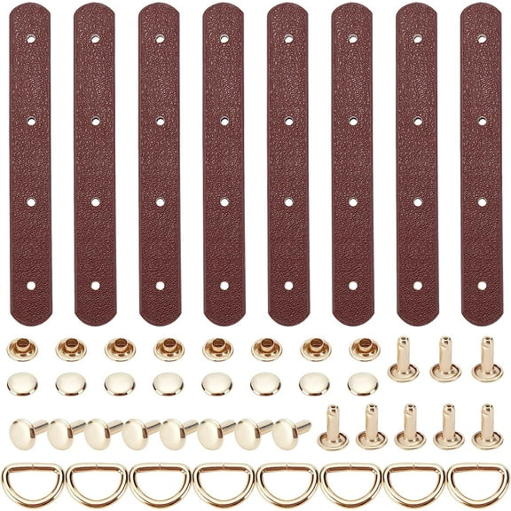 DIY 4 Sets Leather Metal Connector Buckles Purse Suspension Clasp Handbag Chain Link Clasps Leather Strap Fastener D Ring Screws Leather Craft Purse Hardware Supplies 3.7×0.5inch Brown DIY