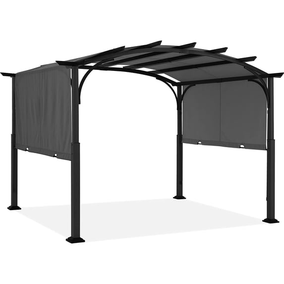 ABCCANOPY 10'x10' Arched Pergola Patio Gazebo with Retractable Sun Shade,DarkGray