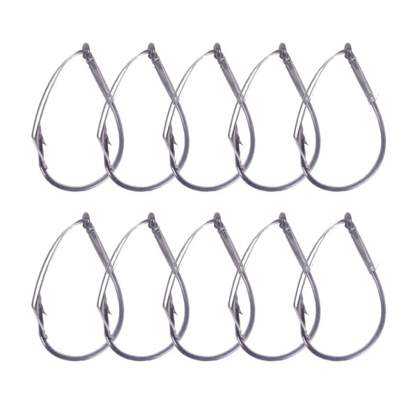 Lefu 10 Pcs/boîte Crochets de Montage Loufoques en Acier à Haute Teneur en Carbone Sans Herbes pour Poissons Barbelés, Crochet à Grand Espace