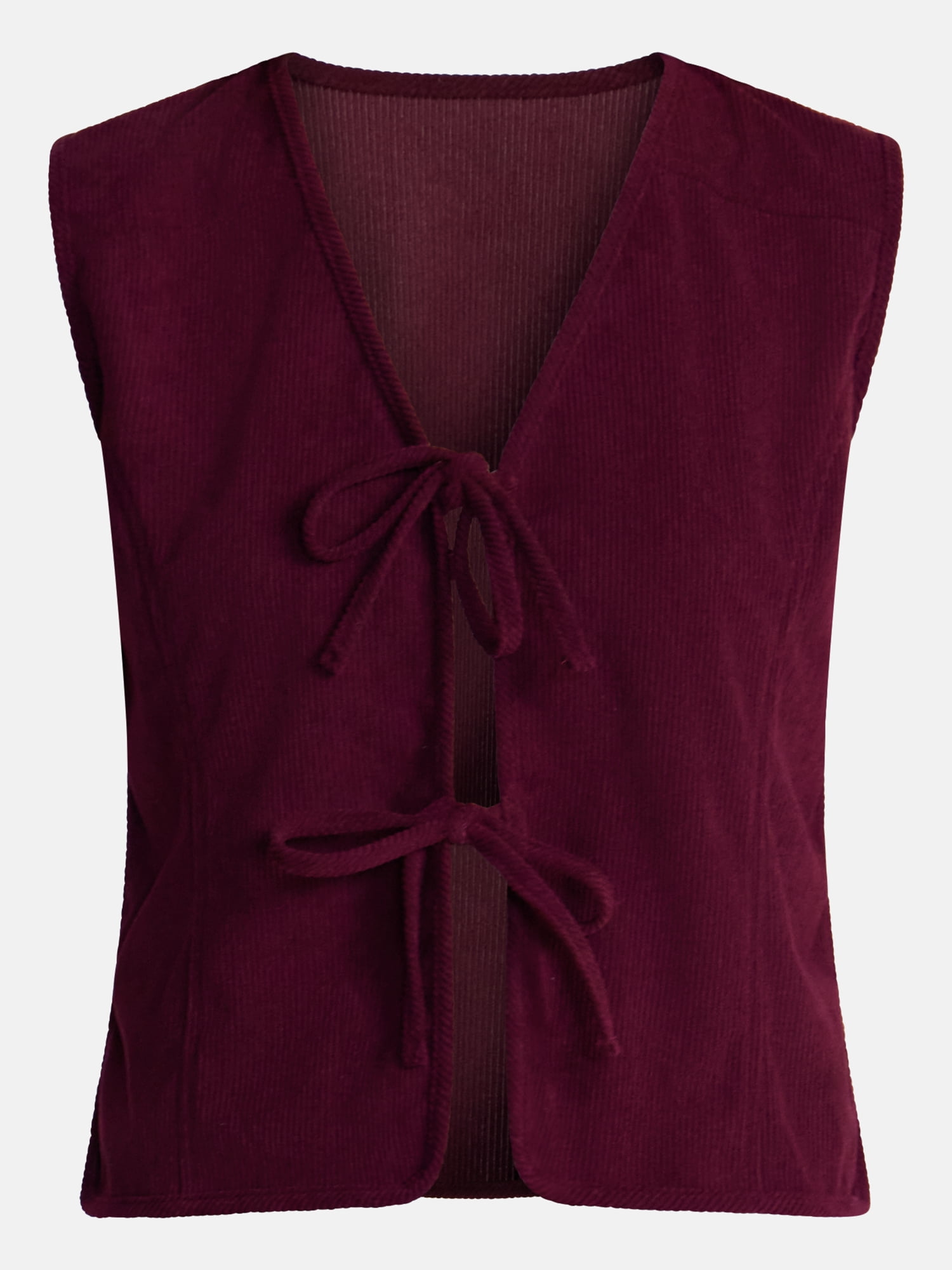 No Boundaries Tie Front Corduroy Vest, Women's and Women's Plus S-3X