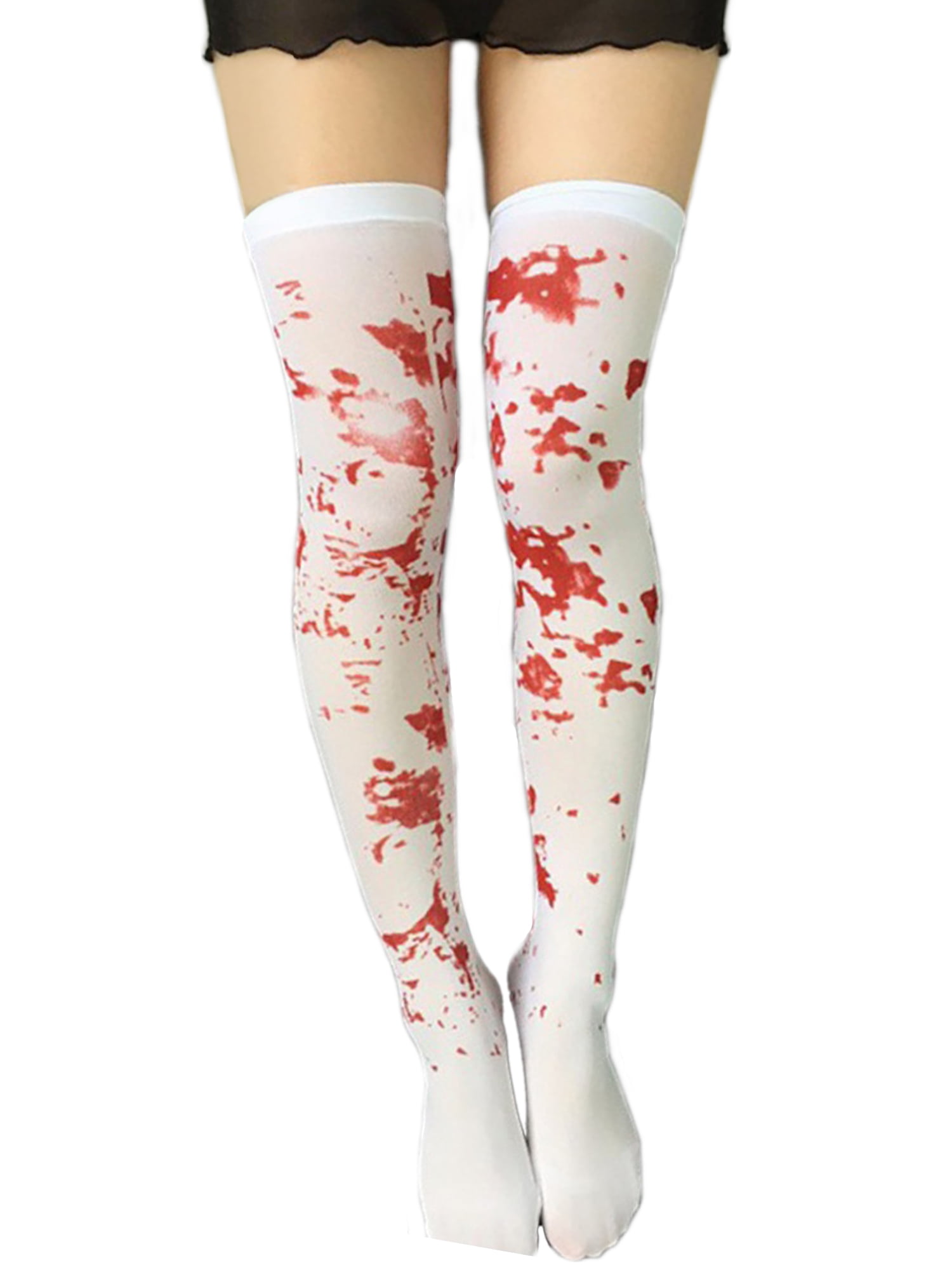 Ladies Halloween Tights Blood Stained Zombie Fancy Dress Costume Accessory New 