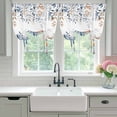 thumbnail image 4 of Blue Coastal Tie Up Curtains 45 Inches Long, Kitchen Window Curtains Over Sink, Summer Beach Starfish Weeping Eucalyptus Small Window Curtains Shade Balloon Curtains Valances for Bedroom/Cafe 34"x45", 4 of 8