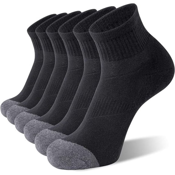 6 Pairs Moisture-Wicking Sports Socks, Reinforced Cushion & Non-Slip Fit Ankle Socks for Men, Ideal for Running, Hiking & Gym
