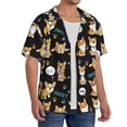 thumbnail image 2 of Sikiie Cute Dogs Corgi Men's Wrinkle Free Untucked Cuban Shirt Business Casual Button Down Shirts Short Sleeve ShirtX-Large, 2 of 5