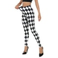 thumbnail image 4 of HDE Trendy Design Workout Leggings Fun Fashion Graphic Printed Cute Patterns Black and White Diamonds - XXL, 4 of 6