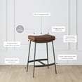 thumbnail image 3 of Nathan James Arlo Modern Backless Upholstered Kitchen Counter Bar Stool with Saddle Seat and Metal Base, Brown/ Matte Black, 3 of 9