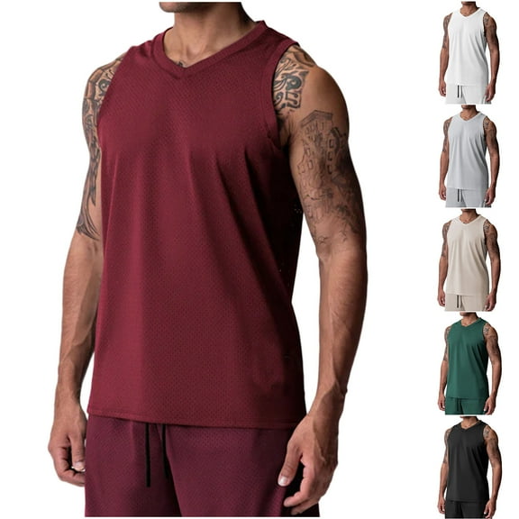 BXINGOHAI Men's Workout Sleeveless Shirts Mesh Quick Dry Muscle Swim Shirt Gym Fitness Running Beach Tank Tops Sale Black,L