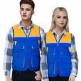 thumbnail image 1 of TOPTIE Reflective Working Vest with 4 Pockets Color Block Zipper Front High Visibility with Reflective Strips-Royal Blue-M, 1 of 6