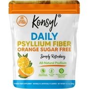 Konsyl Daily Psyllium Fiber Sugar-Free Orange Powder - 3g Fiber per serving - 56 Servings