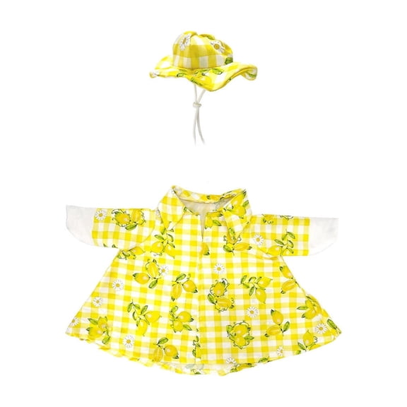 Summer Goose Outfits for 23 Inch Lawn Statue, Fall Harvest Lemon Plaid Clothes for Farmhouse Garden Yard Patio Party Decoration