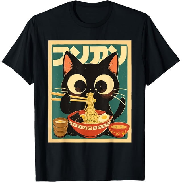 Cat Ramen - Camiseta japonesa divertida de anime kawaii japonesa