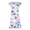 thumbnail image 3 of HOMADLES Girls Teen Dresses Ruffled Flower Print Short Sleeve Crewneck Stretch Layered Breathable Pocket Casual Dress C Multicolor 14-15 T, 3 of 5
