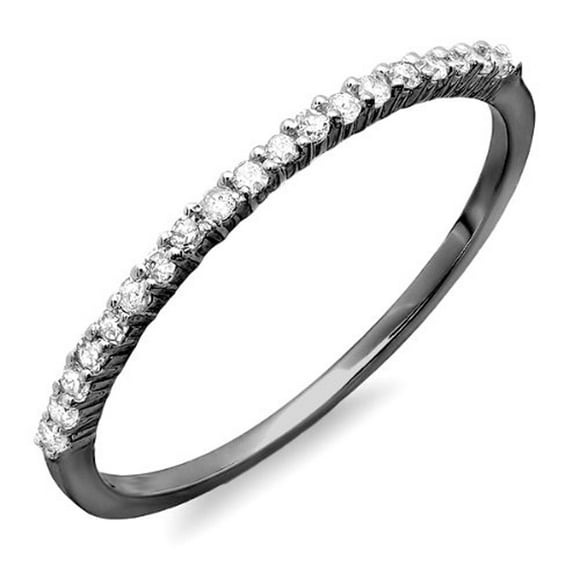 Dazzlingrock Collection 0.16 Carat (ctw) Black Rhodium Plated 14K Round White Diamond Ladies Wedding Band, White Gold, Size 5
