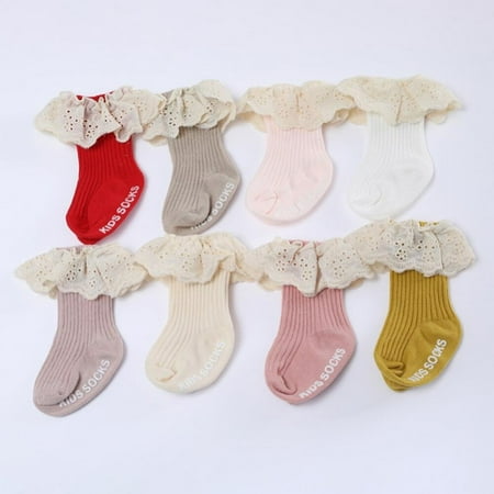 

Baozhu Baywell Autumn Cute Baby Princess Socks Fashion Long Frilly Lace Socks 1 Pair Spring Toddler Solid Color Socks 0-5 Years