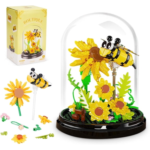 Flower Mini Building Blocks Set Botanical Collection for Adults Not Compatible with Lego Bee 253 Pcs