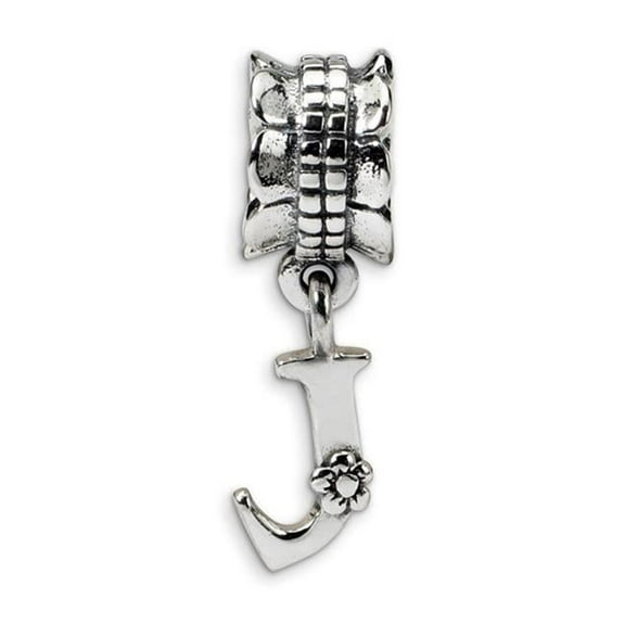 925 Sterling Silver Polished Oxidized Reflections Letter Name Personalized Monogram Initial J Dangle Bead Charm 18.18x5.