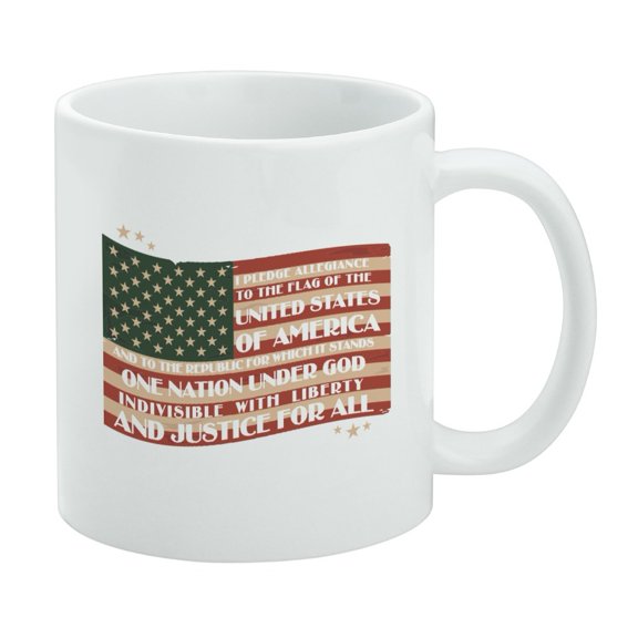 USA Vintage Flag Pledge of Allegiance White Mug
