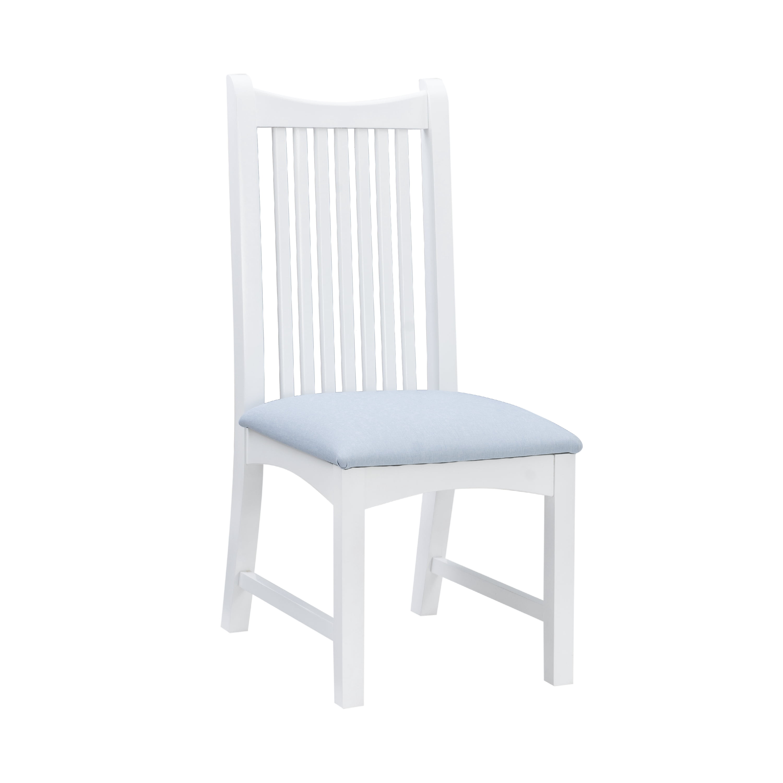 Linon Stanton Dining Chairs, Set of 2, White Finish with Light Blue Fabric