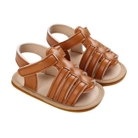 

Gureui Kids Baby Girls Boys Summer Sandals Casual Solid Color/Leopard Print Open Toe Non-Slip Breathable Leather Shoes