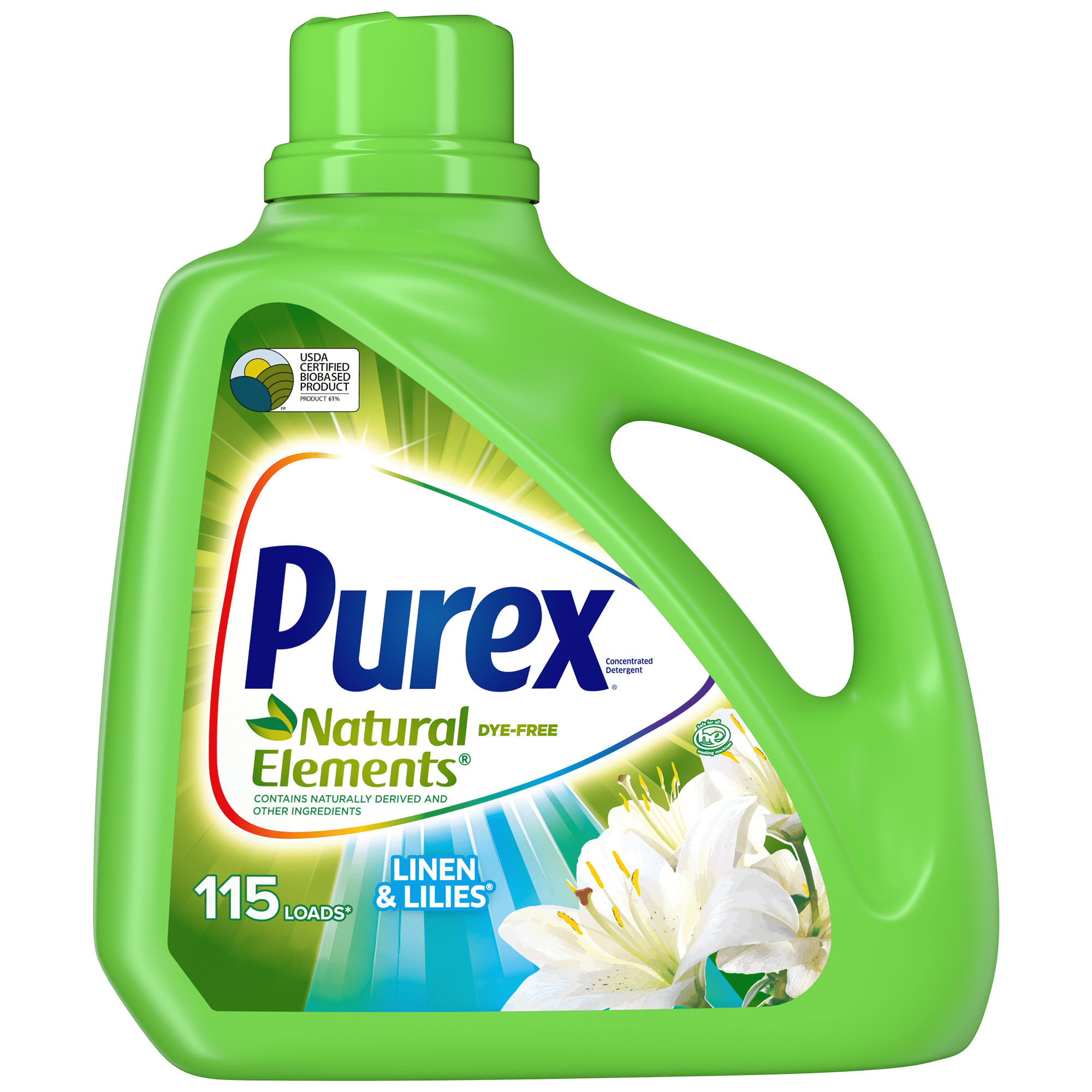 Purex Liquid Laundry Detergent, Natural Elements Linen & Lilies, 150 Fluid Ounces, 115 Loads