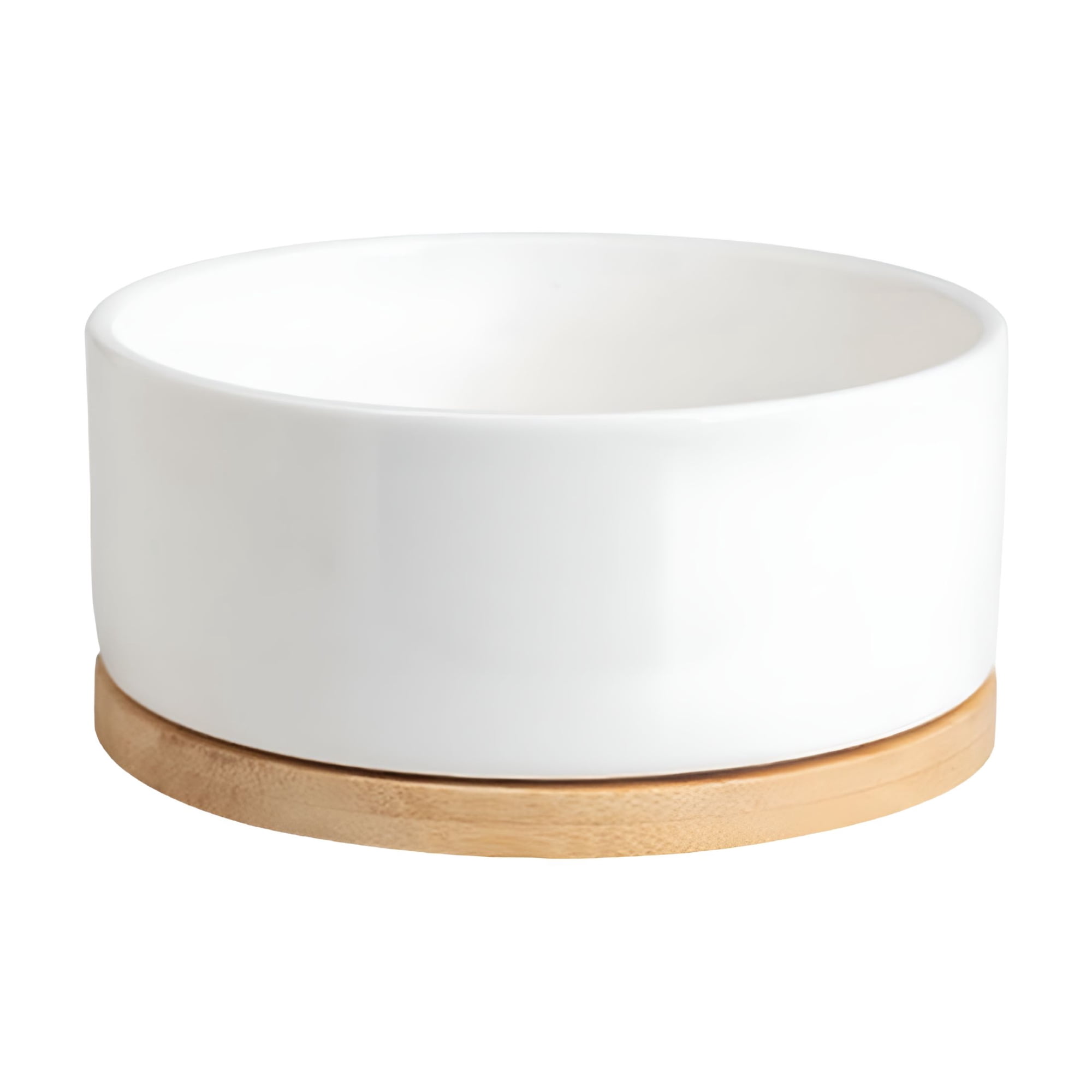 ACDANC Heated Cat Bowl - 350ml Thermal Pet Water Bowl with Wood Base,Electric Ceramic Bowl with Thermostatic Control for Dogs,Cats,Rabbits