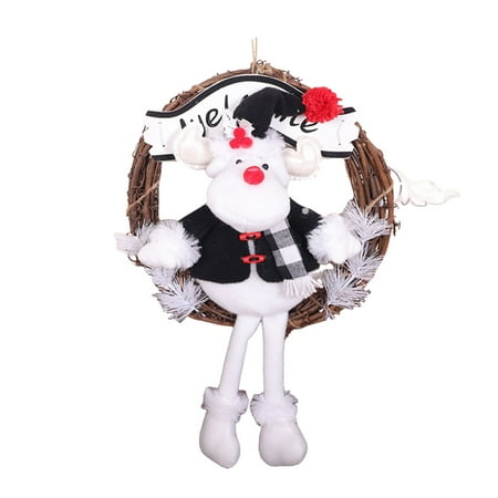 

YruYptpaln Stained Glass Elephant Window Hangings Winter Lane Glitter Twigs Christmas Decoration Hanging Ornaments Door Pendant Wreath Santa And Fawn Wreath For Front Door Decoration 35cm/13.78in